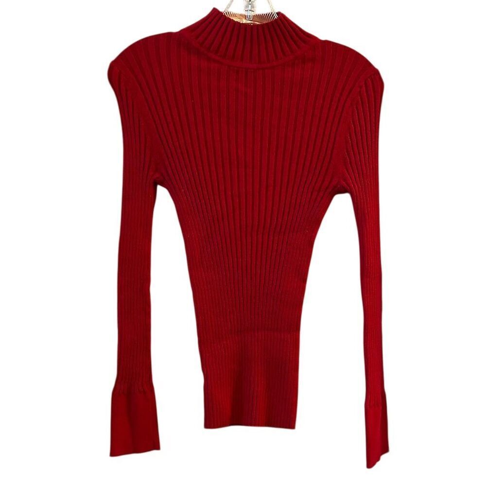 LOFT Women's Red Ribbed Turtleneck Sweater‎ Size M Long Sleeve Casual